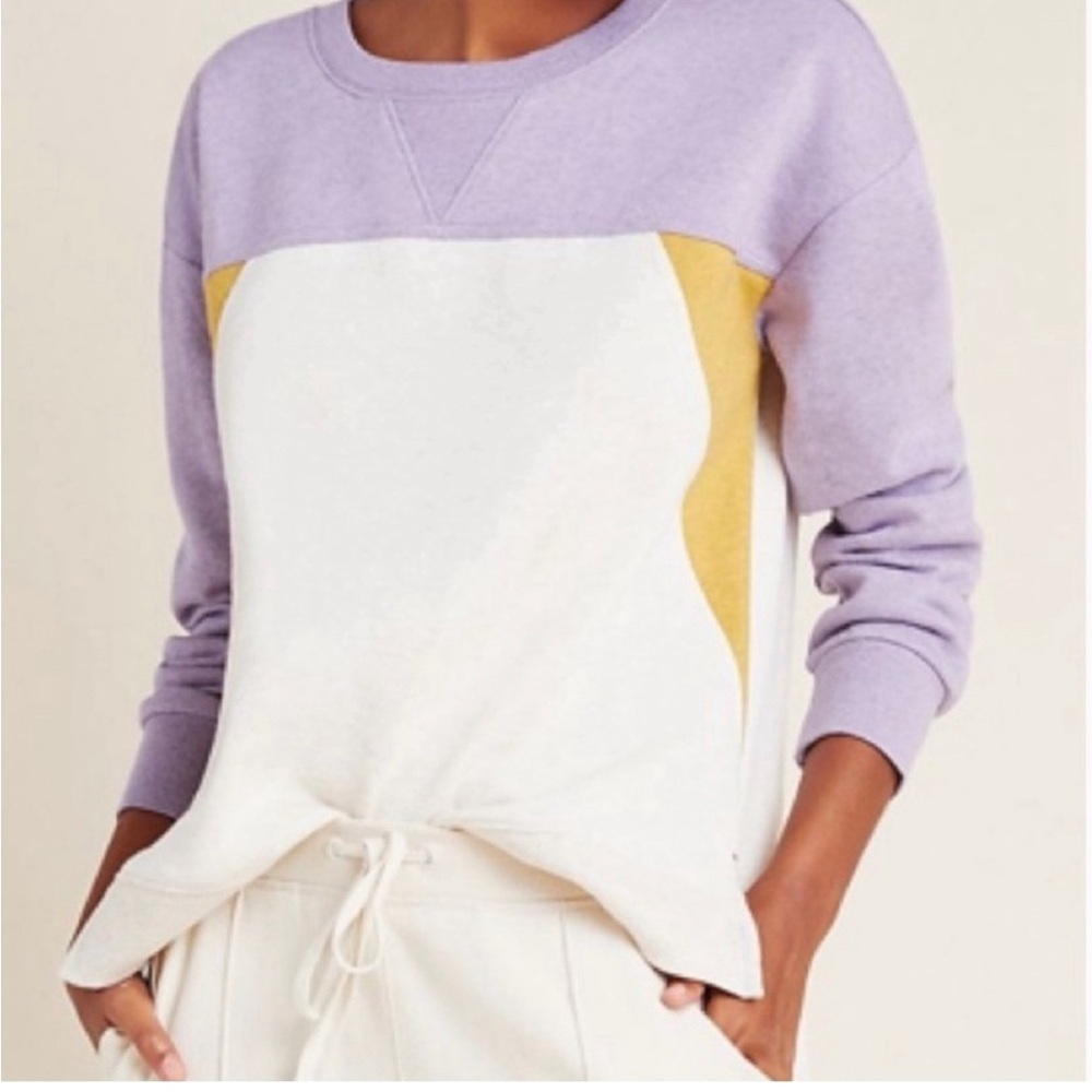 Like NEW!   Hi-low, split hem v cute Anthropologie Color Block Sweatshirt.